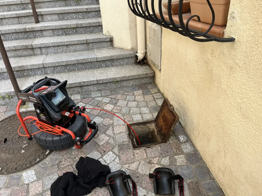 Inspection caméra d’une canalisation depuis un regard extérieur